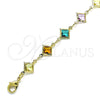 Oro Laminado Fancy Bracelet, Gold Filled Style with Multicolor Crystal, Polished, Golden Finish, 03.386.0017.07 (10 MM Thickness, 7 Inches Length)