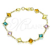 Oro Laminado Fancy Bracelet, Gold Filled Style with Multicolor Crystal, Polished, Golden Finish, 03.386.0017.07 (10 MM Thickness, 7 Inches Length)