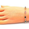 Oro Laminado Fancy Bracelet, Gold Filled Style Teardrop Design, with Multicolor Crystal, Polished, Golden Finish, 03.386.0018.07 (06 MM Thickness, 7 Inches Length)