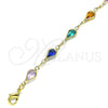 Oro Laminado Fancy Bracelet, Gold Filled Style Teardrop Design, with Multicolor Crystal, Polished, Golden Finish, 03.386.0018.07 (06 MM Thickness, 7 Inches Length)