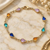 Oro Laminado Fancy Bracelet, Gold Filled Style Teardrop Design, with Multicolor Crystal, Polished, Golden Finish, 03.386.0018.07 (06 MM Thickness, 7 Inches Length)
