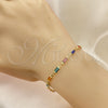 Oro Laminado Fancy Bracelet, Gold Filled Style with Multicolor Crystal, Polished, Golden Finish, 03.386.0019.07 (Thickness, 8 Inches Length)