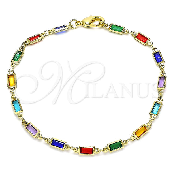 Gold Filled Bracelet — Fancy Bracelet with Multicolor Crystal Polished 03. Thickness — main product view — SKU 145056 | Oro Laminado brazalete — elegante Bracelet with Multicolor cristal pulido 03. Thickness — SKU 145056