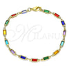 Oro Laminado Fancy Bracelet, Gold Filled Style with Multicolor Crystal, Polished, Golden Finish, 03.386.0019.07 (Thickness, 8 Inches Length)