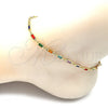 Oro Laminado Fancy Anklet, Gold Filled Style with Multicolor Crystal, Polished, Golden Finish, 03.386.0019.10 (Thickness, 10 Inches Length)