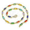 Oro Laminado Fancy Anklet, Gold Filled Style with Multicolor Crystal, Polished, Golden Finish, 03.386.0019.10 (Thickness, 10 Inches Length)