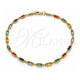Oro Laminado Fancy Anklet, Gold Filled Style with Multicolor Crystal, Polished, Golden Finish, 03.386.0019.10 (Thickness, 10 Inches Length)