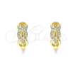 Oro Laminado Huggie Hoop, Gold Filled Style Curb Design, with White Micro Pave, Polished, Golden Finish, 02.195.0146.15