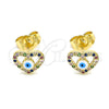 Gold Filled Ring — Stud Earring Evil Eye and Heart Design with — alternate product view — SKU 145068 | Oro Laminado anillo — Stud Earring Evil Eye and corazón diseño with — SKU 145068