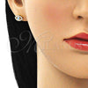 Oro Laminado Earring and Pendant Adult Set, Gold Filled Style Evil Eye Design, with White Micro Pave, White Enamel Finish, Golden Finish, 10.156.0385