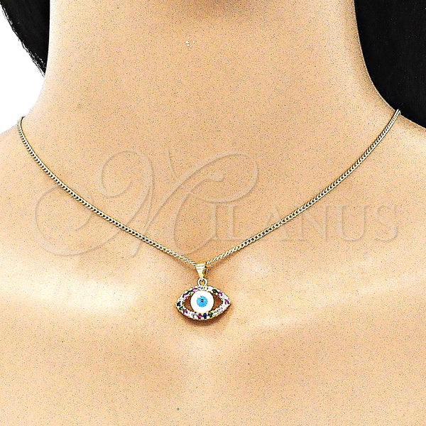 Gold Filled Ring — Earring and Pendant Adult Set Evil Eye Design — alternate product view — SKU 145074 | Oro Laminado anillo — Earring and Pendant Adult Set Evil Eye diseño — SKU 145074