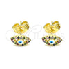 Gold Filled Ring — Stud Earring Evil Eye Design with Multicolor Micro — alternate product view — SKU 145076 | Oro Laminado anillo — Stud Earring Evil Eye diseño with Multicolor Micro — SKU 145076