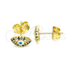 Gold Filled Ring — Stud Earring Evil Eye Design with Multicolor Micro — alternate product view — SKU 145076 | Oro Laminado anillo — Stud Earring Evil Eye diseño with Multicolor Micro — SKU 145076