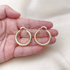 Oro Laminado Medium Hoop, Gold Filled Style Hollow Design, Diamond Cutting Finish, Golden Finish, 02.213.0312.30