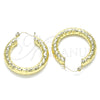 Oro Laminado Medium Hoop, Gold Filled Style Hollow Design, Diamond Cutting Finish, Golden Finish, 02.213.0312.30
