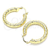 Oro Laminado Medium Hoop, Gold Filled Style Hollow Design, Diamond Cutting Finish, Golden Finish, 02.213.0312.30