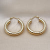 Oro Laminado Medium Hoop, Gold Filled Style Hollow Design, Diamond Cutting Finish, Golden Finish, 02.213.0312.30