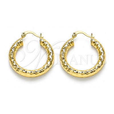 Oro Laminado Medium Hoop, Gold Filled Style Hollow Design, Diamond Cutting Finish, Golden Finish, 02.213.0312.30