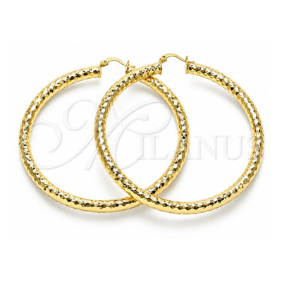 Oro Laminado Extra Large Hoop, Gold Filled Style Hollow Design, Diamond Cutting Finish, Golden Finish, 02.213.0312.70