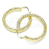 Oro Laminado Medium Hoop, Gold Filled Style Hollow Design, Diamond Cutting Finish, Golden Finish, 02.213.0227.40