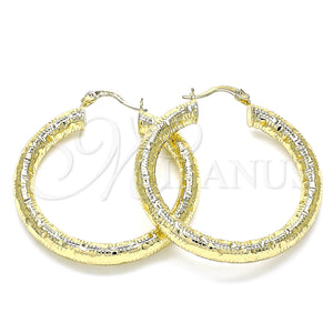 Gold Filled Hoop Earrings — Medium Hoop Hollow Design Diamond Cutting 02. — main product view — SKU 145081 | Oro Laminado aretes de aro — Medium Hoop Hollow diseño Diamond Cutting 02. — SKU 145081