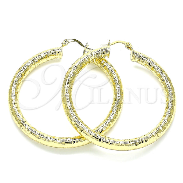 Oro Laminado Large Hoop, Gold Filled Style Hollow Design, Polished, Golden Finish, 02.213.0227.50