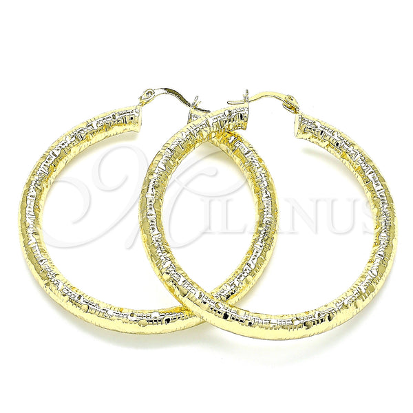 Gold Filled Hoop Earrings — Large Hoop Hollow Design Polished 02. — main product view — SKU 145082 | Oro Laminado aretes de aro — Large Hoop Hollow diseño pulido 02. — SKU 145082