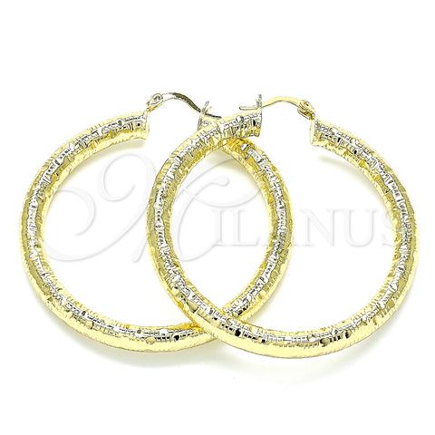 Oro Laminado Large Hoop, Gold Filled Style Hollow Design, Polished, Golden Finish, 02.213.0227.50