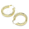 Oro Laminado Medium Hoop, Gold Filled Style Hollow Design, Diamond Cutting Finish, Golden Finish, 02.213.0313.30
