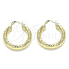 Oro Laminado Medium Hoop, Gold Filled Style Hollow Design, Diamond Cutting Finish, Golden Finish, 02.213.0313.30