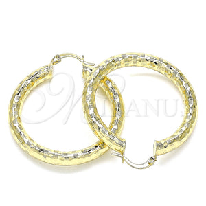 Gold Filled Hoop Earrings — Medium Hoop Hollow Design Diamond Cutting 02. — main product view — SKU 145084 | Oro Laminado aretes de aro — Medium Hoop Hollow diseño Diamond Cutting 02. — SKU 145084