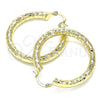 Oro Laminado Medium Hoop, Gold Filled Style Hollow Design, Diamond Cutting Finish, Golden Finish, 02.213.0313.40