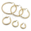 Oro Laminado Medium Hoop, Gold Filled Style Hollow Design, Diamond Cutting Finish, Golden Finish, 02.213.0313.40