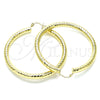 Oro Laminado Large Hoop, Gold Filled Style Hollow Design, Diamond Cutting Finish, Golden Finish, 02.213.0314.60
