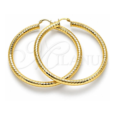 Oro Laminado Extra Large Hoop, Gold Filled Style Hollow Design, Diamond Cutting Finish, Golden Finish, 02.213.0314.70