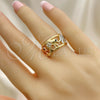 Oro Laminado Multi Stone Ring, Gold Filled Style Elephant Design, with White and Black Crystal, Polished, Tricolor, 01.380.0001.1.07 (Size 7)