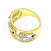 Oro Laminado Multi Stone Ring, Gold Filled Style Elephant Design, with White and Black Crystal, Polished, Tricolor, 01.380.0001.1.08 (Size 8)