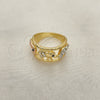 Oro Laminado Multi Stone Ring, Gold Filled Style Elephant Design, with White and Black Crystal, Polished, Tricolor, 01.380.0001.1.08 (Size 8)