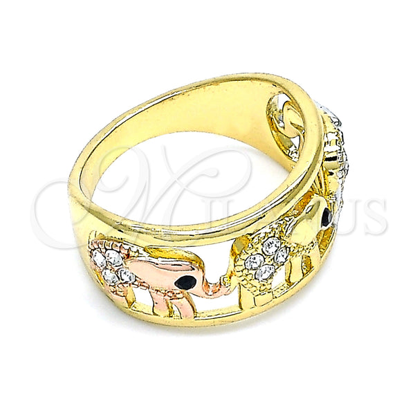 Gold Filled Ring — Multi Stone Ring Elephant Design with White and — alternate product view — SKU 145093 | Oro Laminado anillo — Multi Stone Ring Elephant diseño with blanco and — SKU 145093