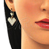 Oro Laminado Earring and Pendant Adult Set, Gold Filled Style Heart Design, with White Crystal, Polished, Golden Finish, 10.380.0003