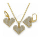 Juego de Arete y Dije de Adulto 10.380.0003 Oro Laminado, Diseño de Corazón, con Cristal Blanca, Pulido, Tono Dorado