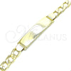 Oro Laminado ID Bracelet, Gold Filled Style Curb Design, Polished, Golden Finish, 03.213.0131.08 (08 MM Thickness, 8 Inches Length)