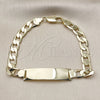 Oro Laminado ID Bracelet, Gold Filled Style Curb Design, Polished, Golden Finish, 03.213.0131.08 (08 MM Thickness, 8 Inches Length)