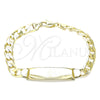 Oro Laminado ID Bracelet, Gold Filled Style Curb Design, Polished, Golden Finish, 03.213.0131.08 (08 MM Thickness, 8 Inches Length)