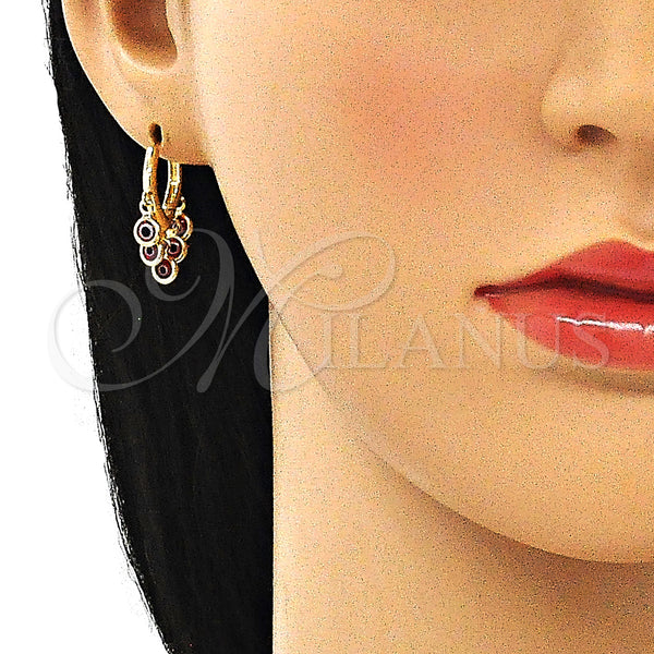 Gold Filled Hoop Earrings — Huggie Hoop Evil Eye Design Red Resin 02.63. — alternate product view — SKU 145108 | Oro Laminado aretes de aro — Huggie Hoop Evil Eye diseño Red Resin 02.63. — SKU 145108
