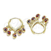 Oro Laminado Huggie Hoop, Gold Filled Style Evil Eye Design, Red Resin Finish, Golden Finish, 02.63.2714.15