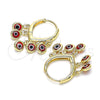 Oro Laminado Huggie Hoop, Gold Filled Style Evil Eye Design, Red Resin Finish, Golden Finish, 02.63.2714.15
