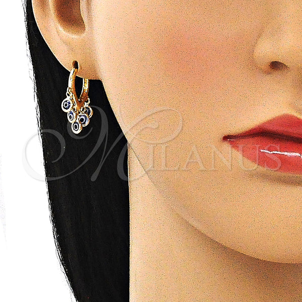 Gold Filled Hoop Earrings — Huggie Hoop Evil Eye Design Blue Resin 02.63. — alternate product view — SKU 145109 | Oro Laminado aretes de aro — Huggie Hoop Evil Eye diseño Blue Resin 02.63. — SKU 145109