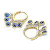 Oro Laminado Huggie Hoop, Gold Filled Style Evil Eye Design, Blue Resin Finish, Golden Finish, 02.63.2714.1.15