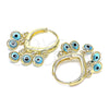 Oro Laminado Huggie Hoop, Gold Filled Style Evil Eye Design, Azul claro Resin Finish, Golden Finish, 02.63.2714.2.15